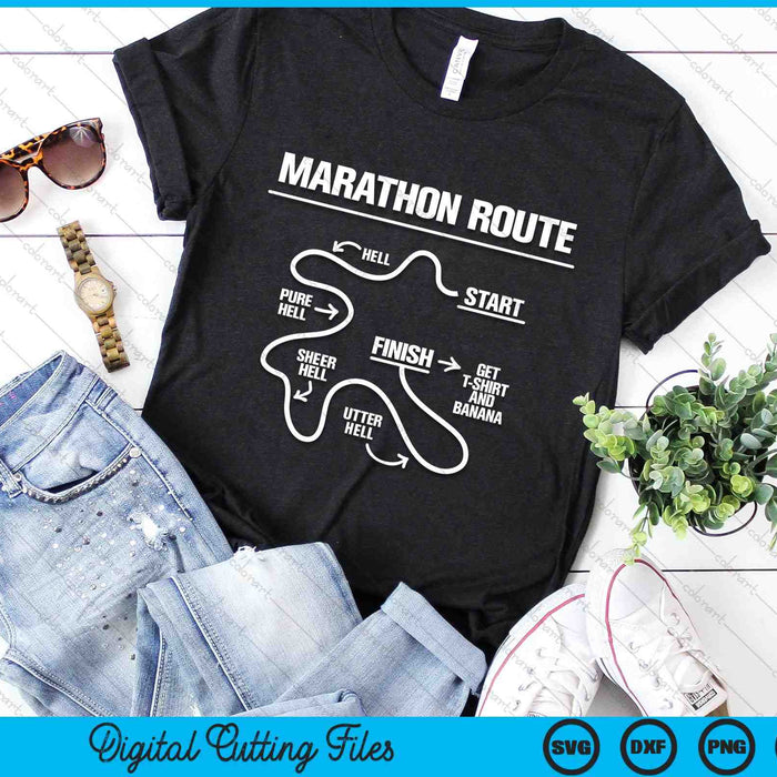 Marathon Route Hell Start To Finish Funny Marathon SVG PNG Digital Cutting Files