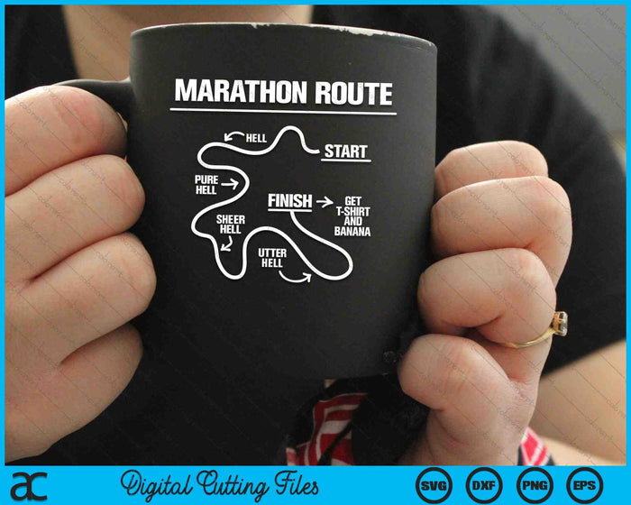 Marathon Route Hell Start To Finish Funny Marathon SVG PNG Digital Cutting Files