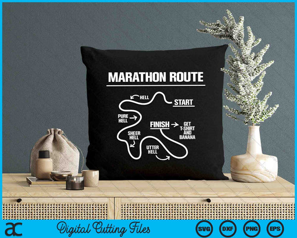 Marathon Route Hell Start To Finish Funny Marathon SVG PNG Digital Cutting Files