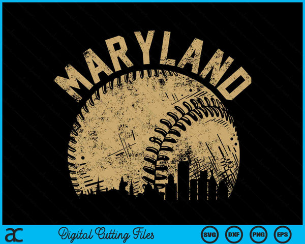 Maryland Baseball Skyline Player Coach Fan SVG PNG Digital Printable Files