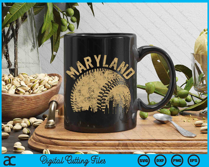 Maryland Baseball Skyline Player Coach Fan SVG PNG Digital Printable Files