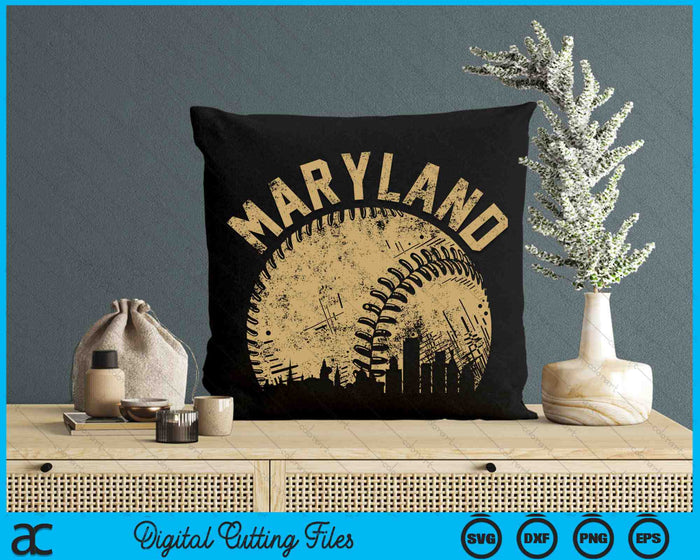 Maryland Baseball Skyline Player Coach Fan SVG PNG Digital Printable Files