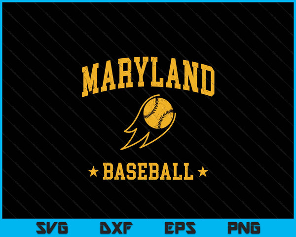 Maryland Baseball Vintage Gameday Retro Baseball Lover SVG PNG Digital Printable Files
