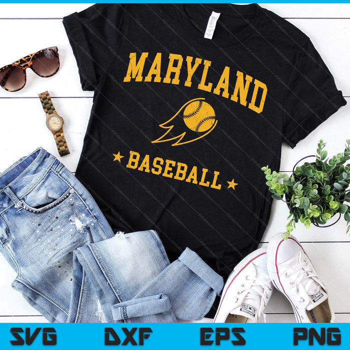 Maryland Baseball Vintage Gameday Retro Baseball Lover SVG PNG Digital Printable Files