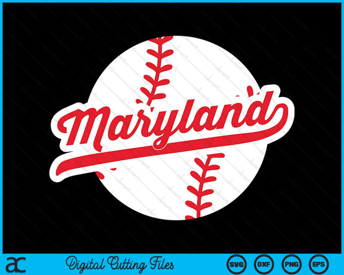 Maryland Baseball Vintage Maryland Pride Love City Red SVG PNG Digital Cutting Files