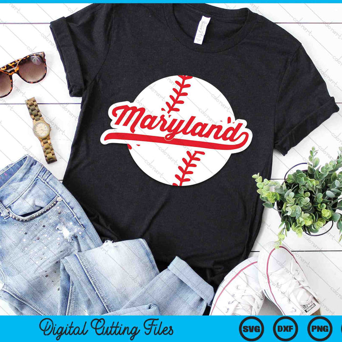 Maryland Baseball Vintage Maryland Pride Love City Red SVG PNG Digital Cutting Files