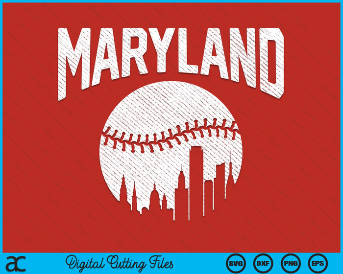 Maryland City California Baseball Skyline Vintage Souvenir SVG PNG Digital Printable Files