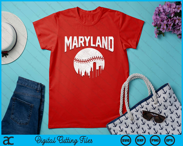 Maryland City California Baseball Skyline Vintage Souvenir SVG PNG Digital Printable Files