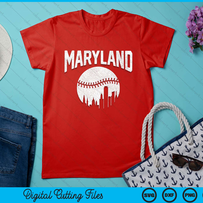 Maryland City California Baseball Skyline Vintage Souvenir SVG PNG Digital Printable Files