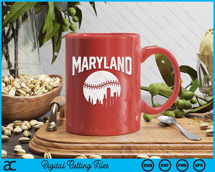 Maryland City California Baseball Skyline Vintage Souvenir SVG PNG Digital Printable Files