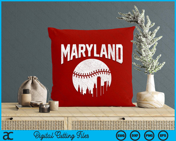 Maryland City California Baseball Skyline Vintage Souvenir SVG PNG Digital Printable Files