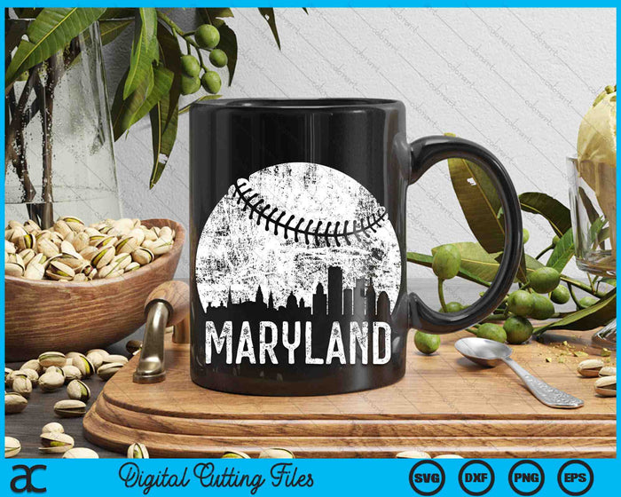 Maryland Skyline Vintage Maryland Baseball SVG PNG Digital Cutting Files