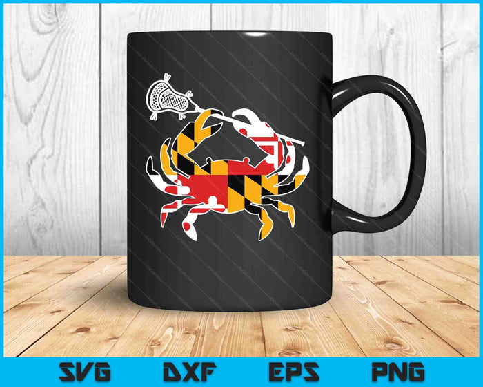 Bandera del estado de Maryland Cangrejo Lacrosse Palo completo SVG PNG Cortando archivos imprimibles