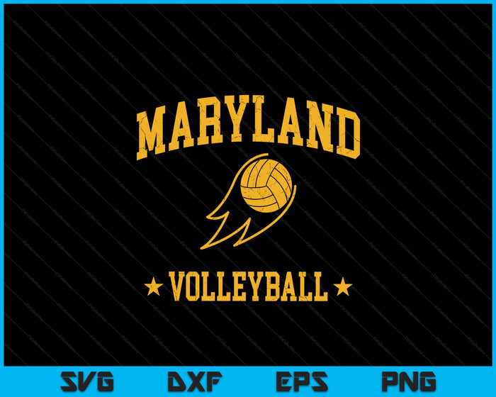 Maryland Volleyball Vintage Gameday Retro Volleyball Lover SVG PNG Digital Printable Files