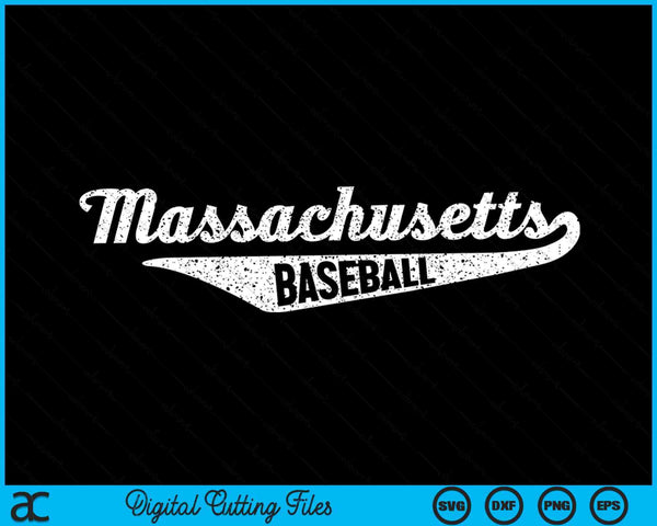 Massachusetts Baseball Script Vintage Distressed SVG PNG Digital Cutting Files
