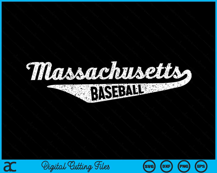 Massachusetts Baseball Script Vintage Distressed SVG PNG digitale snijbestanden