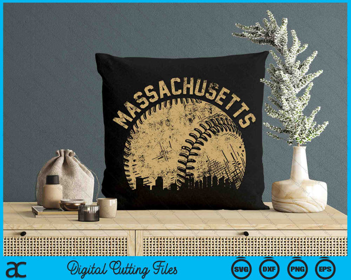 Massachusetts Baseball Skyline Player Coach Fan SVG PNG Digital Printable Files