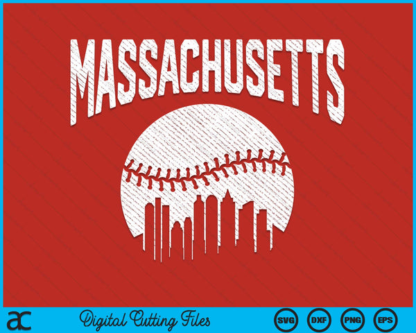 Massachusetts City California Baseball Skyline Vintage Souvenir SVG PNG Digital Printable Files