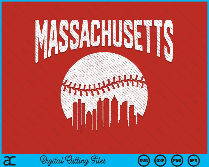 Massachusetts City California Baseball Skyline Vintage Souvenir SVG PNG Digital Printable Files