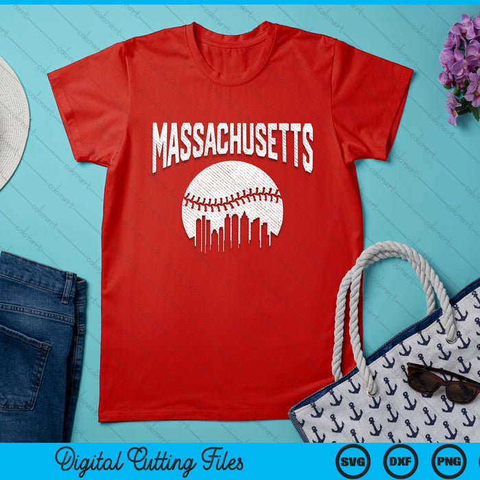 Massachusetts City California Baseball Skyline Vintage Souvenir SVG PNG Digital Printable Files