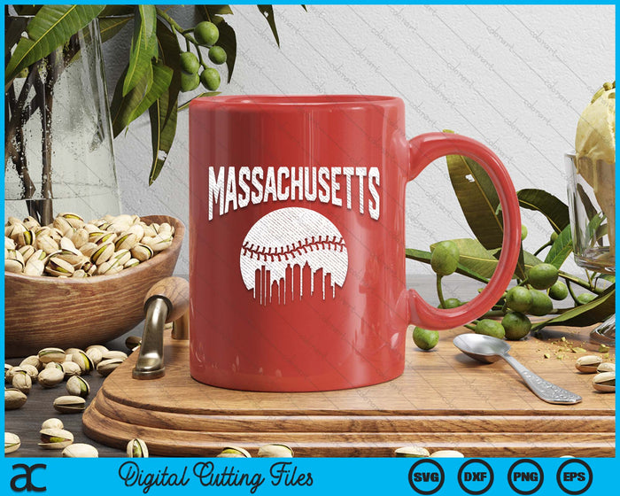 Massachusetts City California Baseball Skyline Vintage Souvenir SVG PNG Digital Printable Files