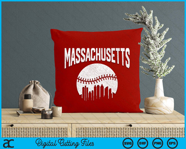 Massachusetts City California Baseball Skyline Vintage Souvenir SVG PNG Digital Printable Files