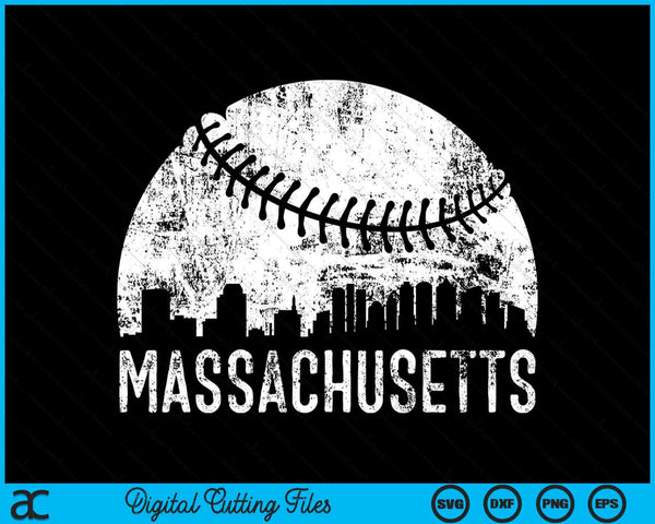 Massachusetts Skyline Vintage Massachusetts Baseball SVG PNG Digital Cutting Files
