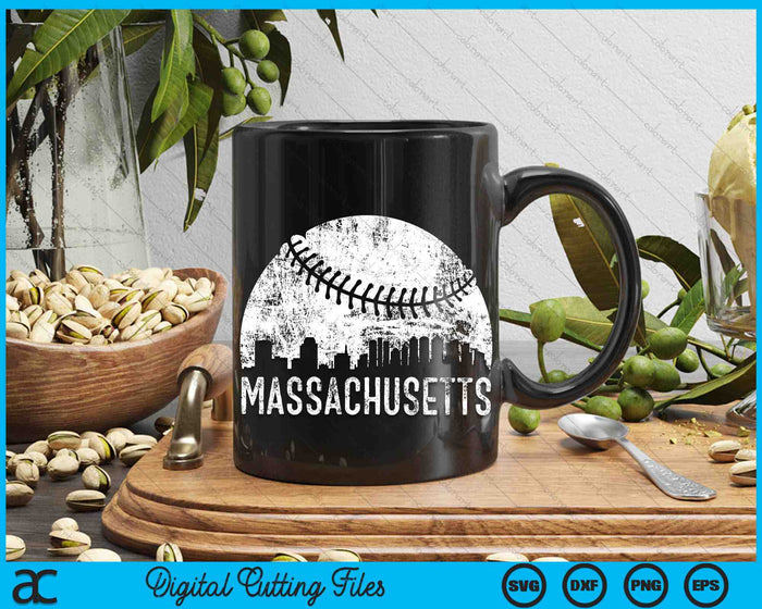 Massachusetts Skyline Vintage Massachusetts Baseball SVG PNG Digital Cutting Files