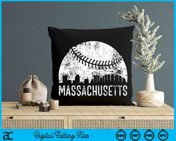 Massachusetts Skyline Vintage Massachusetts Baseball SVG PNG Digital Cutting Files