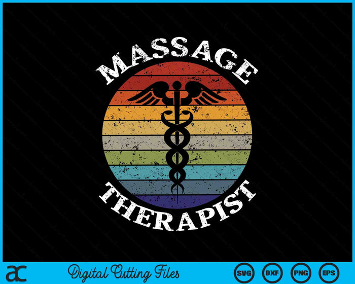 Massage Therapy Massage Therapist Vintage Sunset SVG PNG Digital Cutting Files