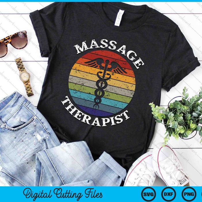 Massage Therapy Massage Therapist Vintage Sunset SVG PNG Digital Cutting Files