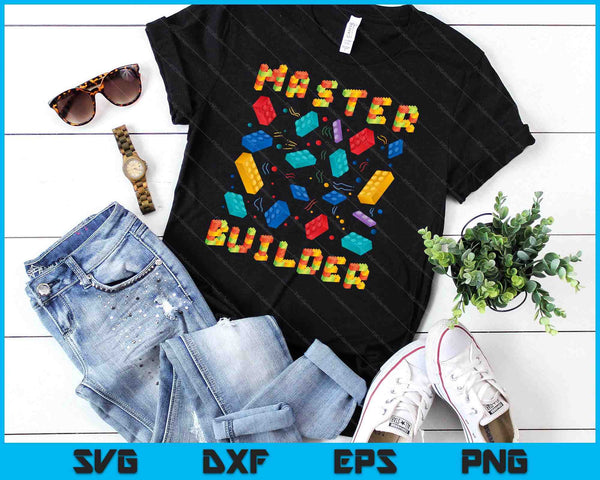 Master Builder Funny Building Blocks Gifts For Boys Kids Men SVG PNG Digital Cutting Files