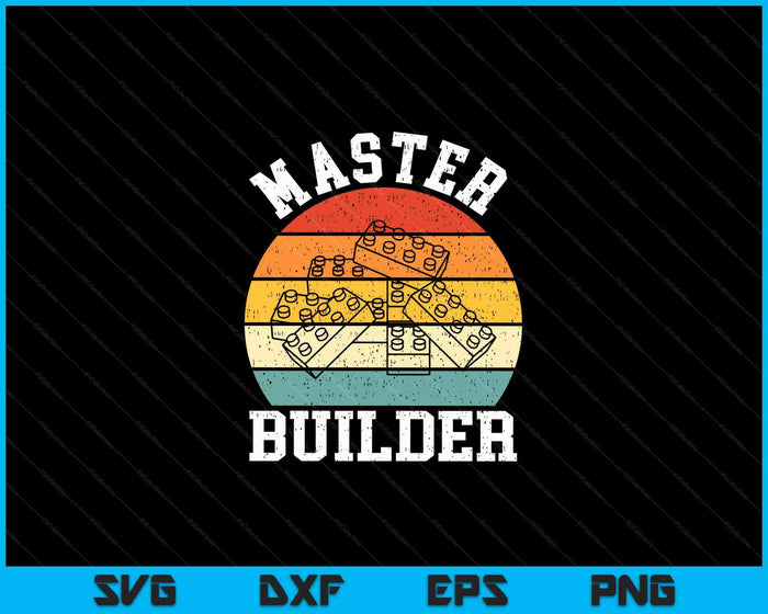 Master Builder Kids Building Blocks Brick Toy SVG PNG Digital Cutting Files