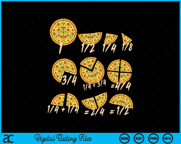 Wiskundige breuken Pizza Salami Kaas Wiskundeleraren Nerd SVG PNG digitale snijbestanden