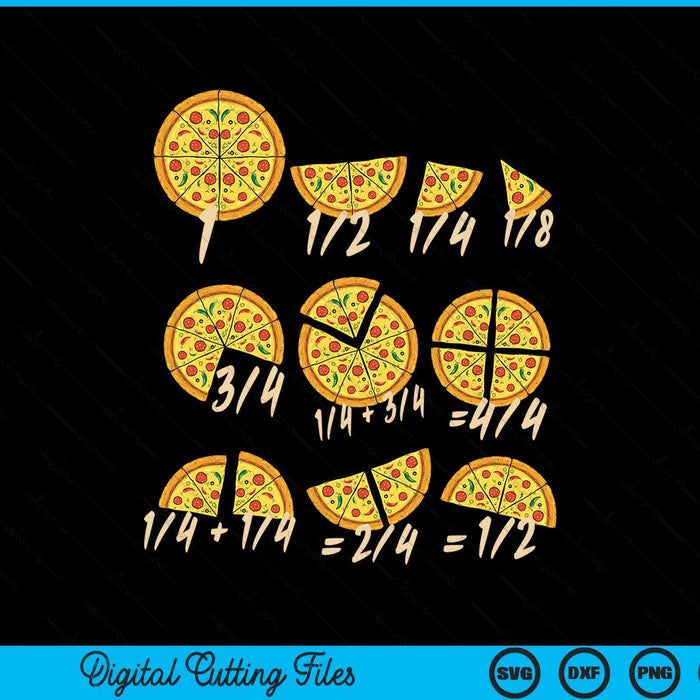 Math Fractions Pizza Salami Cheese Math Teachers Nerd SVG PNG Digital Cutting Files
