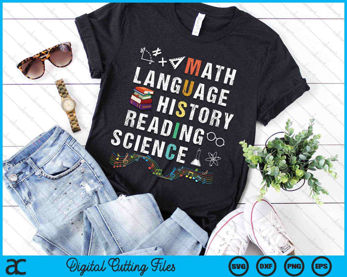 Math Language History Reading Science Music Teacher SVG PNG Digital Cutting Files