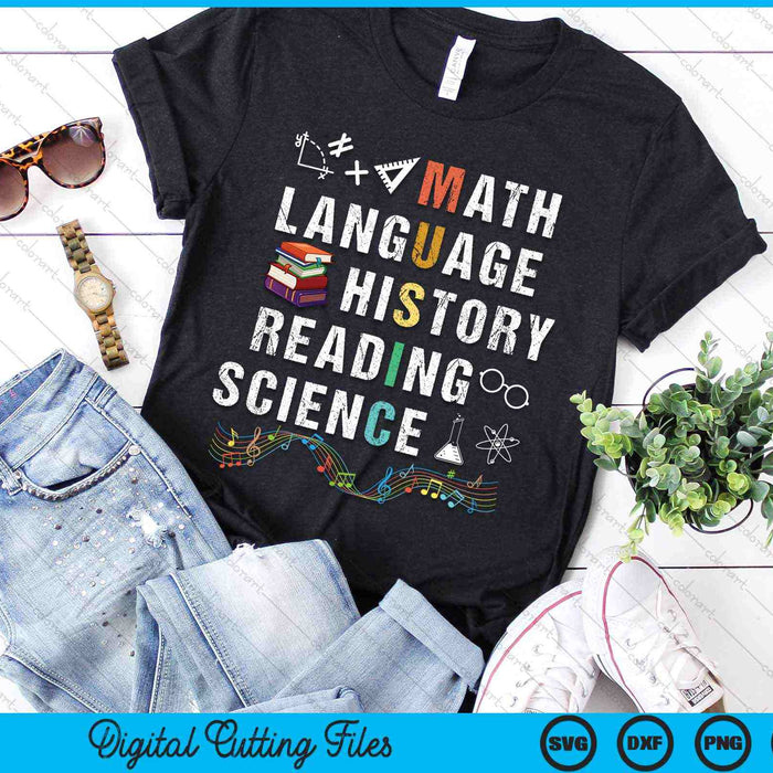 Math Language History Reading Science Music Teacher SVG PNG Digital Cutting Files