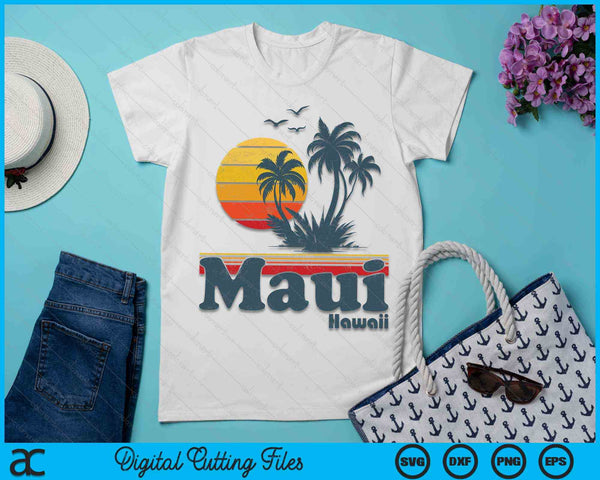 Maui Hawaii Vintage Surf Beach Surfing 70's Retro Hawaiian SVG PNG Digital Cutting Files