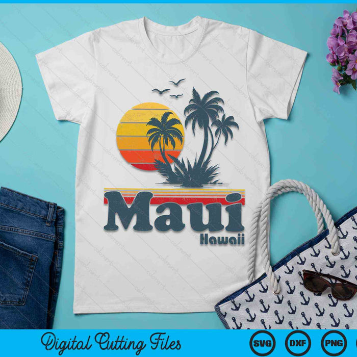 Maui Hawaii Vintage Surf Beach Surfing 70's Retro Hawaiian SVG PNG Digital Cutting Files