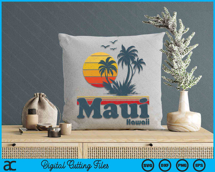 Maui Hawaii Vintage Surf Beach Surfing 70's Retro Hawaiian SVG PNG Digital Cutting Files