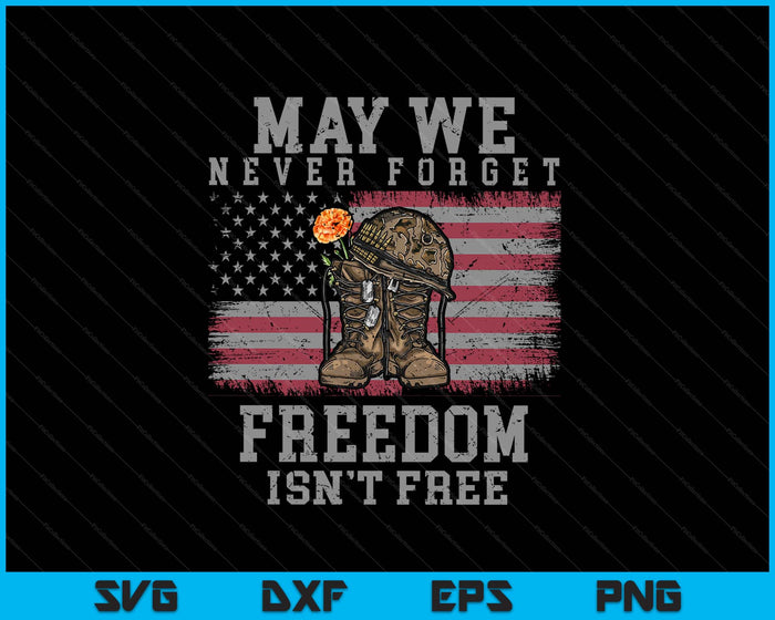 May We Never Forget Freedom Isnt Free Veterans Day SVG PNG Digital Printable Files