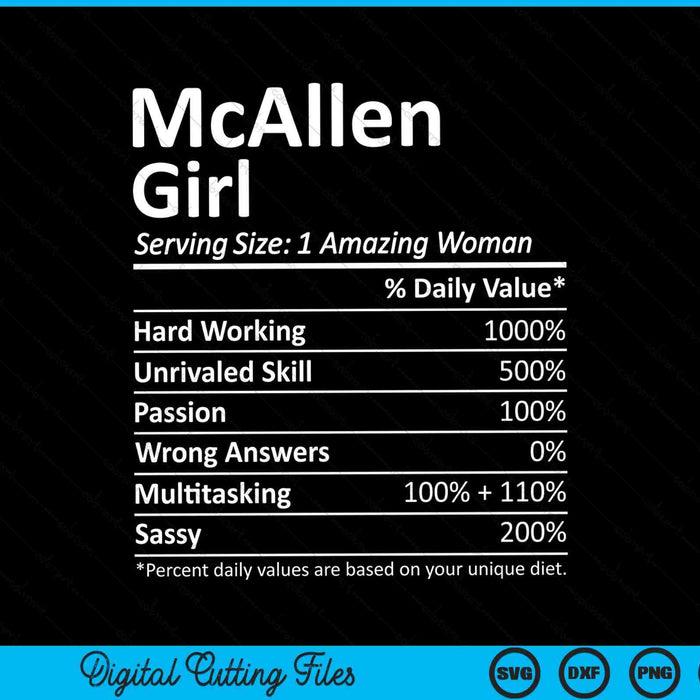 McAllen Girl TX Texas Funny City Home Roots SVG PNG Cortando archivos imprimibles