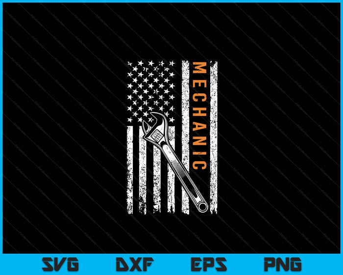 Mechanic American Flag Design SVG PNG Digital Printable Files