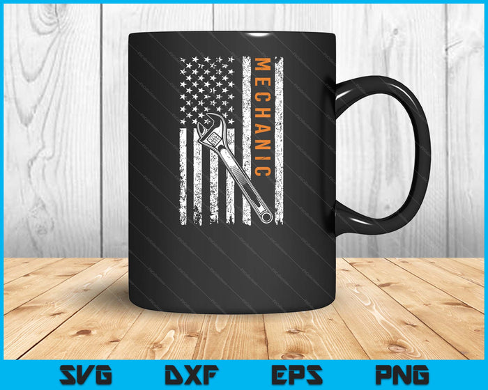 Mechanic American Flag Design SVG PNG Digital Printable Files