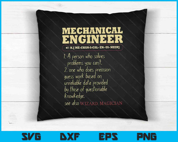 Mechanical Engineer Funny Dictionary Definition SVG PNG Cutting Printable Files