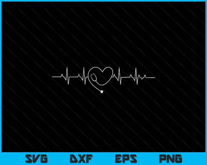 Medical Nursing Heart Stethoscope Heartbeat Medical Nurse SVG PNG Digital Printable Files