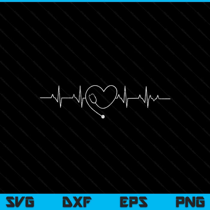 Medical Nursing Heart Stethoscope Heartbeat Medical Nurse SVG PNG Digital Printable Files