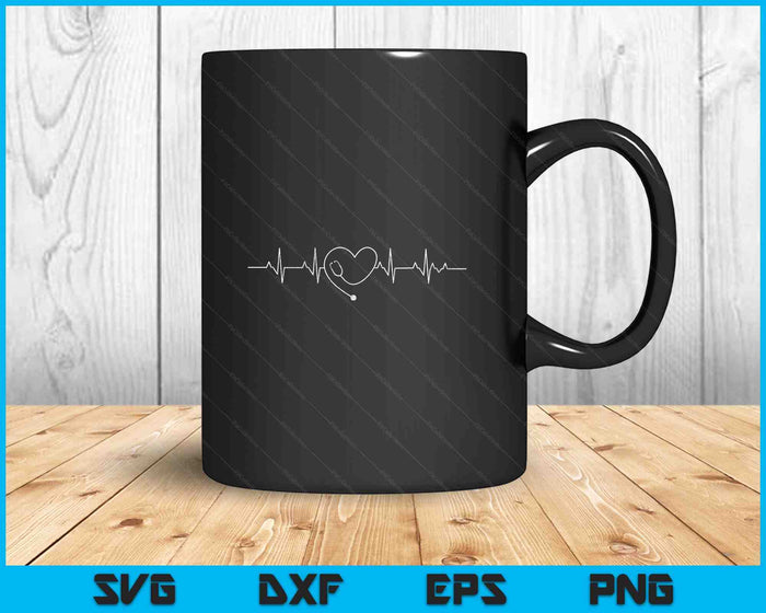 Medical Nursing Heart Stethoscope Heartbeat Medical Nurse SVG PNG Digital Printable Files