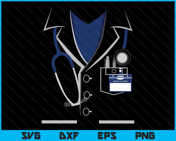 Doctor's white coat with a stethoscope and ID badge, easy doctor Halloween costume SVG