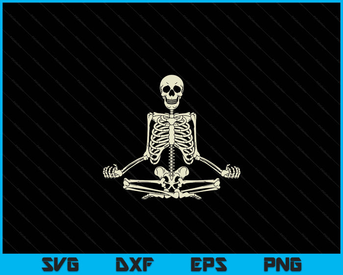 Meditating Skeleton Lotus Yoga Zen Balance Halloween Costume SVG PNG Digital Cutting Files